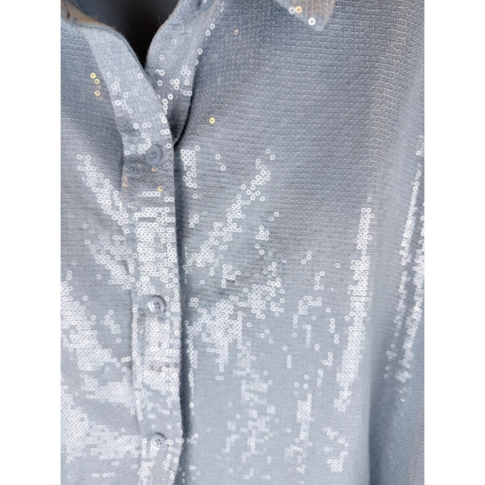 WorthingtonxJason Bolden Blue Sequin Button Down Shirt & Mock Neck Dress Set 3X - Picture 3 of 10